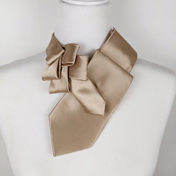 Formal Unisex Ascot - Wedding Ascot - Tuxedo Tie - Champagne Colored Tie - Picture 6 of 7